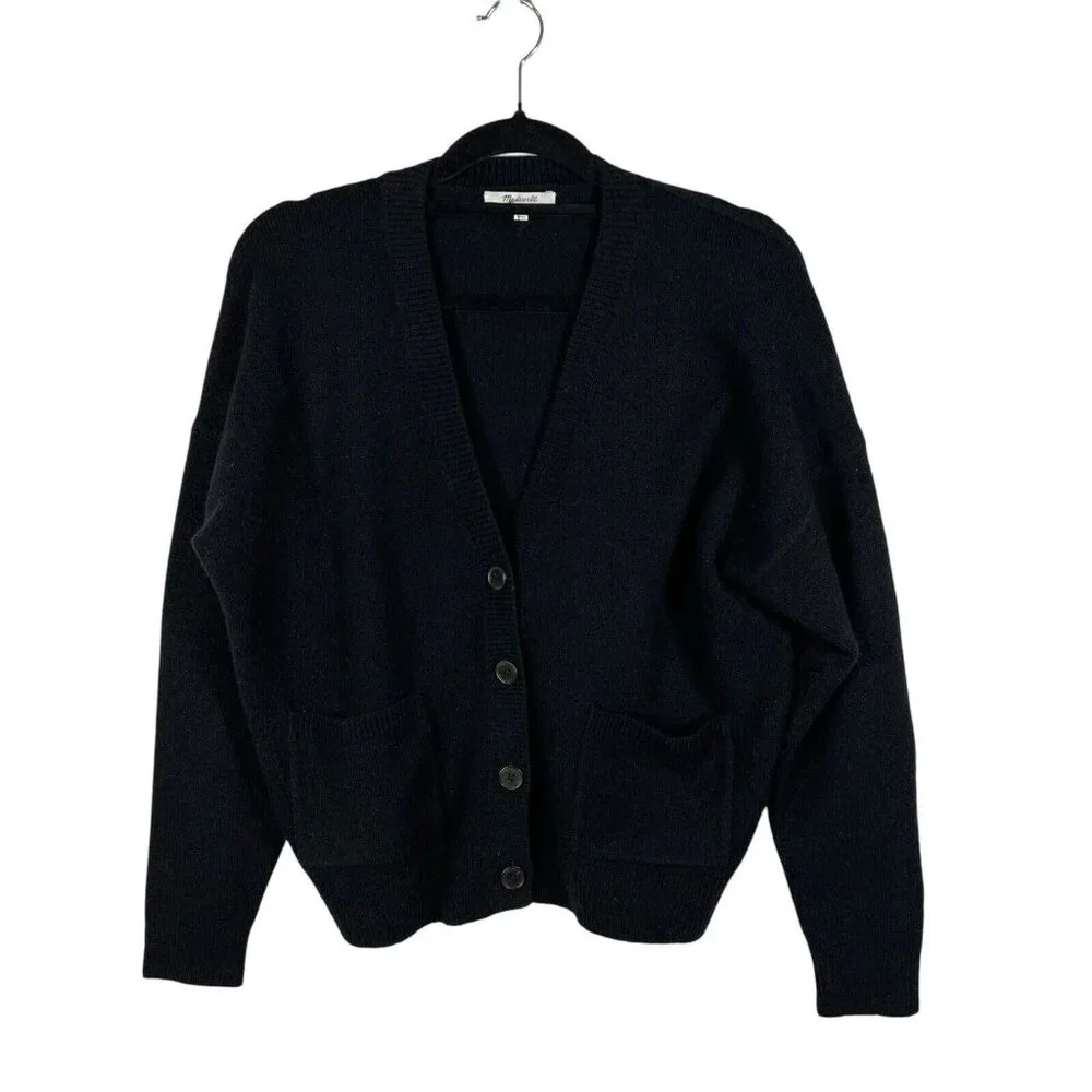 Madewell Sweater Women’s Size Small Black Button Up Causal Cardigan Pockets